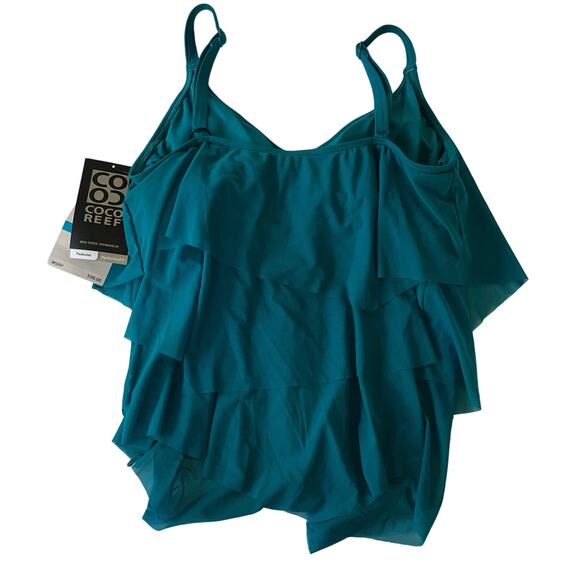 Coco Reef Women's Flourish Underwire Bra-Sized Tankini Top - Teal Cove 36C - Picture 4 of 8